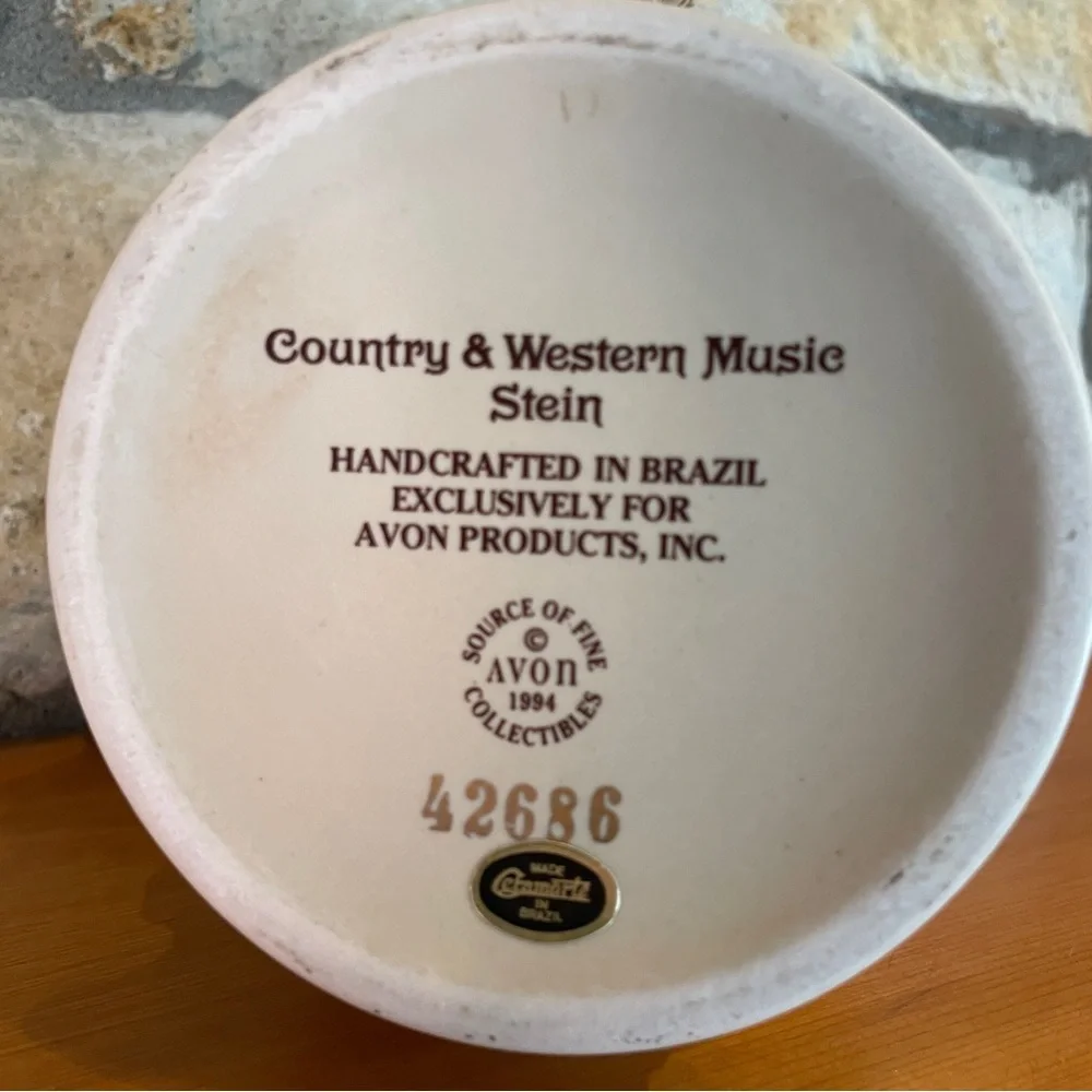 Vintage AVON Country and Western Music in America Cowboy Stein Guitar Banjo Hat